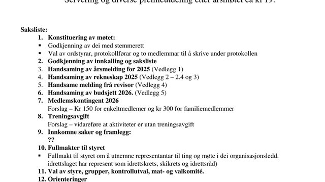 Bykle IL - Årsmøte  2026
